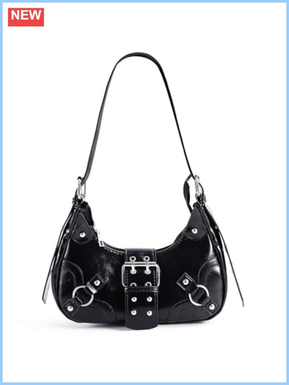 Y2K Studded Faux Leather Shoulder Bag Punk Hobo Clutch Purse